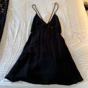 Black lace slip dress